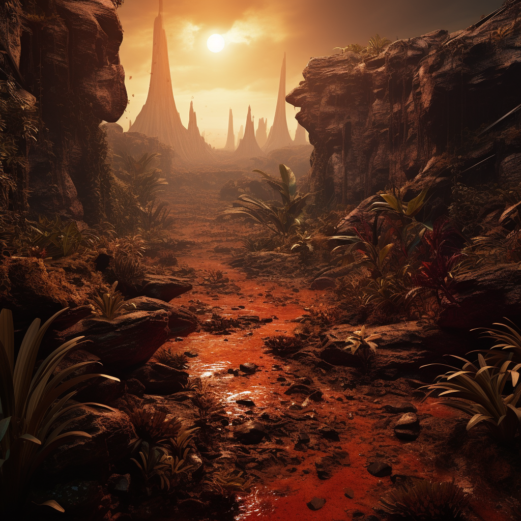 Realistic jungle growing on Mars