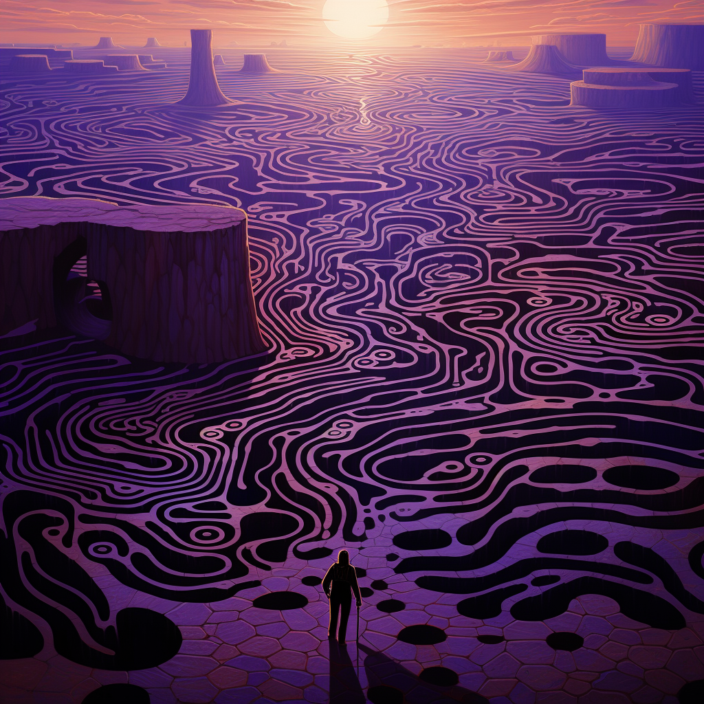 Mars Purple Maze in Moebius Style