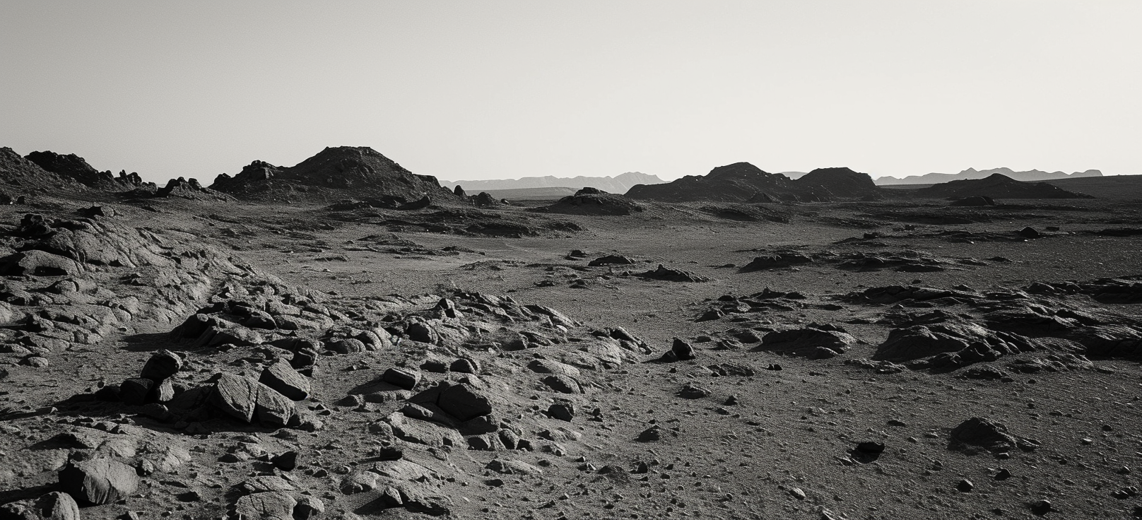 Small stone structures on Mars in grayscale