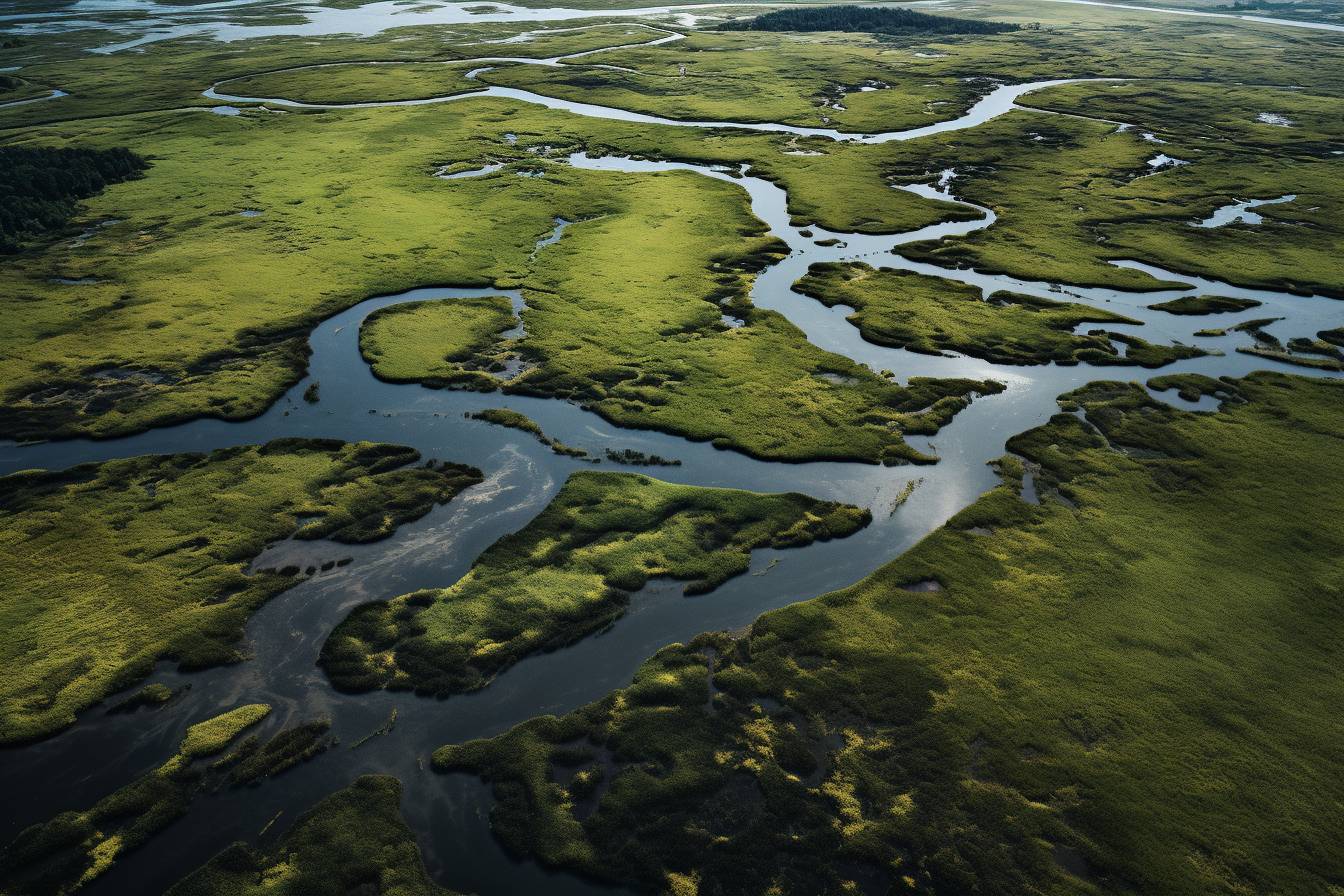 Marsh Scene Bird's Eye View