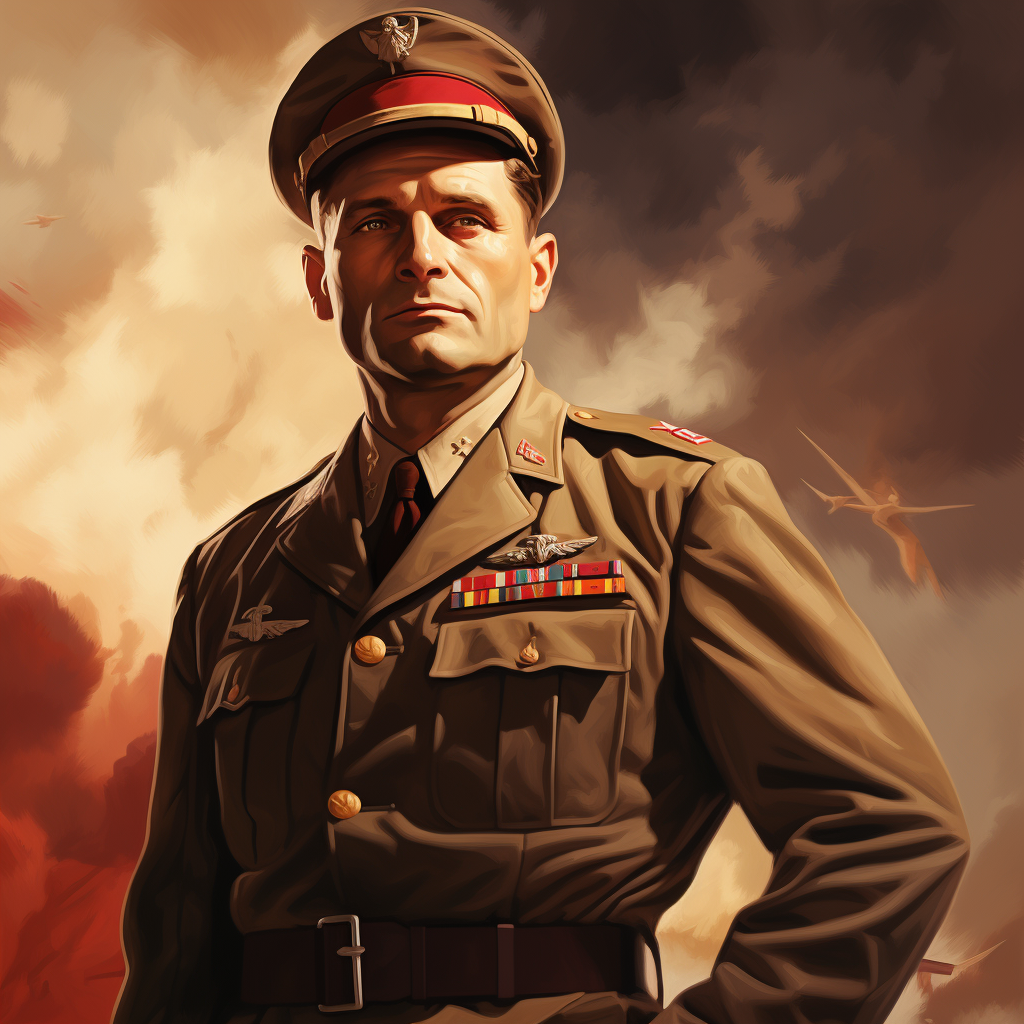 Detailed wartime illustration of Marshal Tito