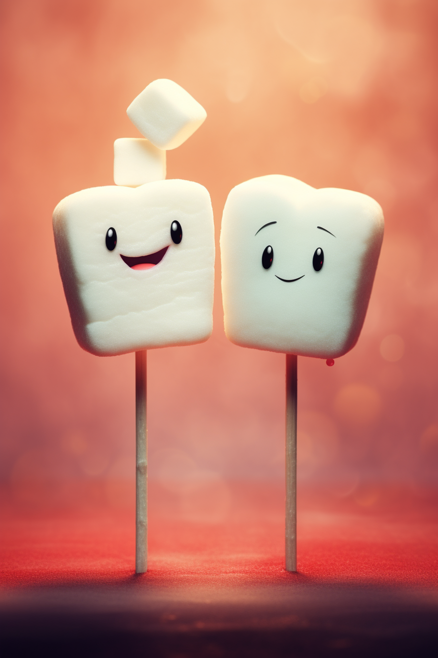 Marshmallow love couple on adorable background