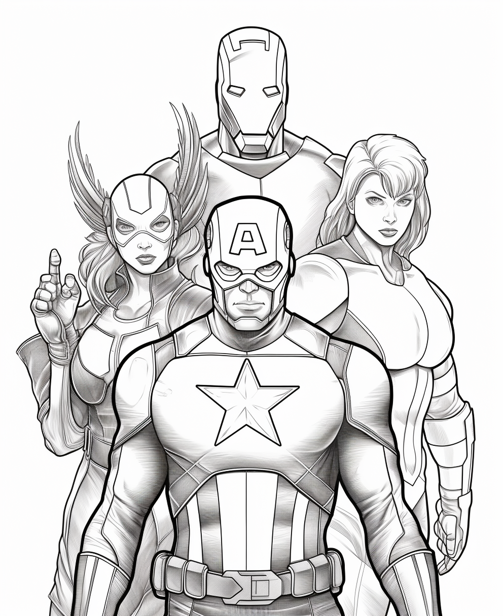 Coloring page of Marvel Avengers