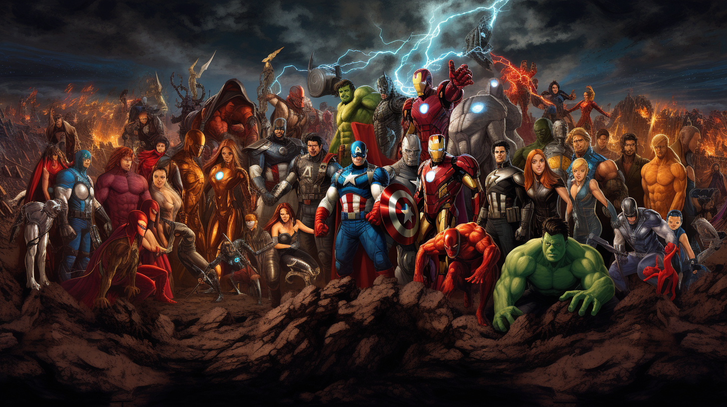 Marvel Comics Superheroes Collage Panoramic Image