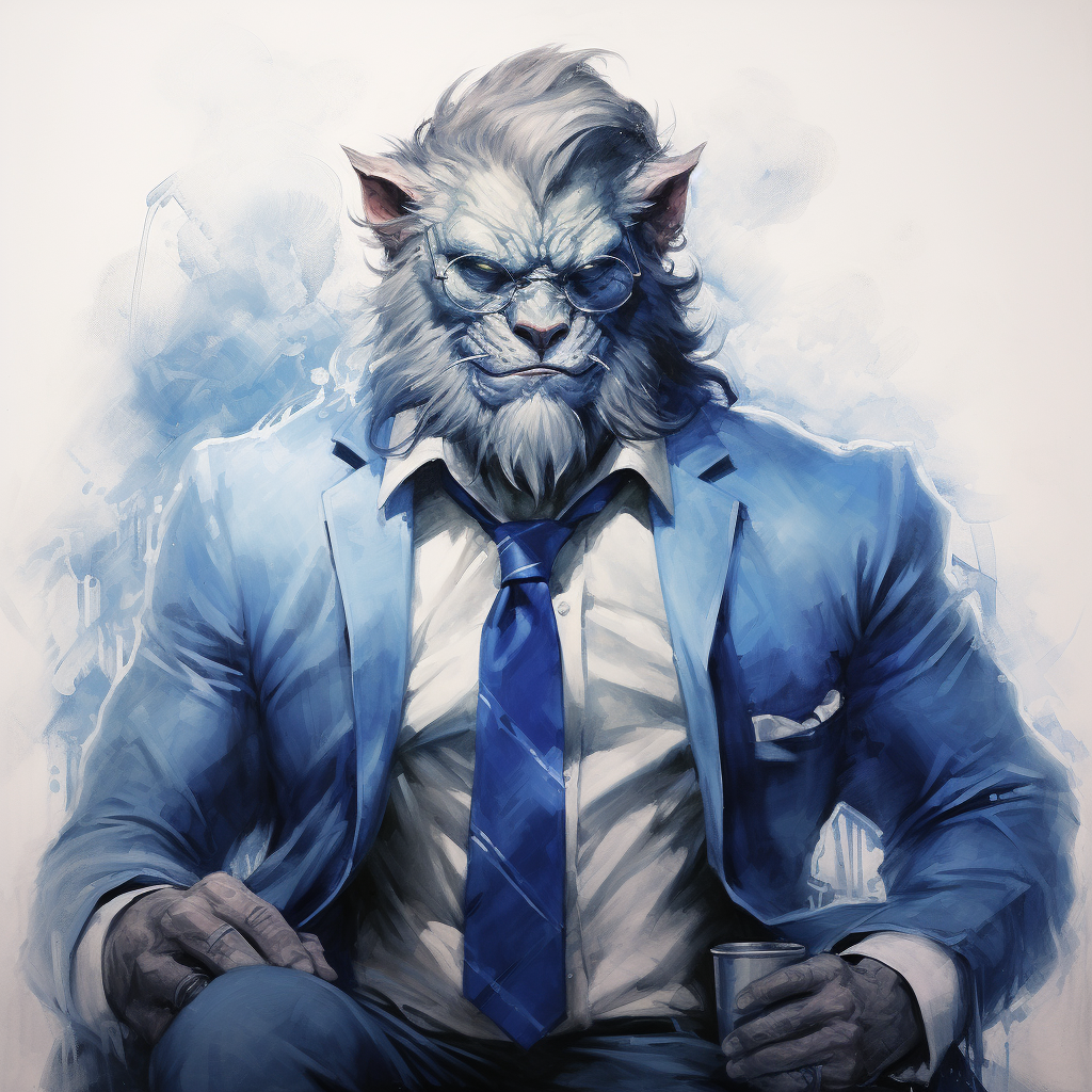 Beast drawing with blue fur and glasses