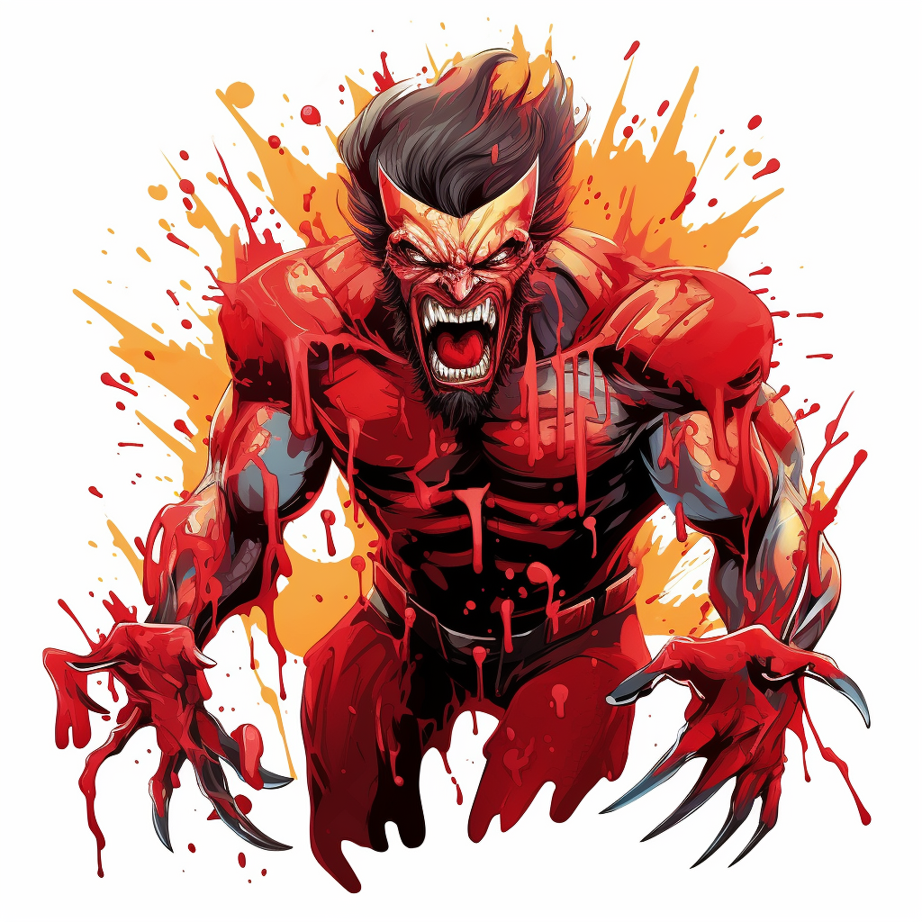 Zombie Wolverine with oozing red slime and sharp claws