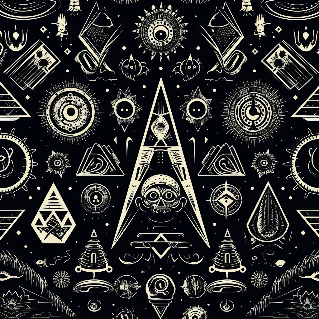 Black and White Masonic Symbols Pattern