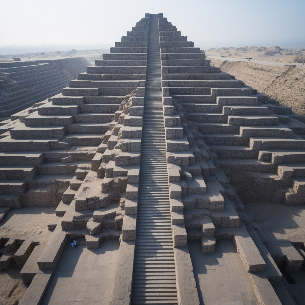 Bird's eye view of gray stone pyramid