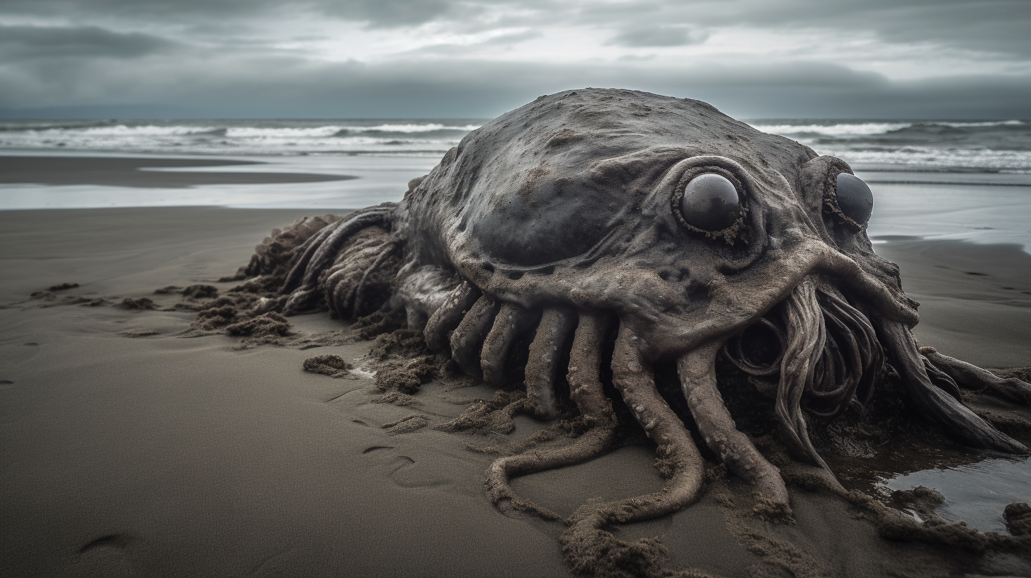 Moody Lovecraftian Alien on Pacific Northwest Beach