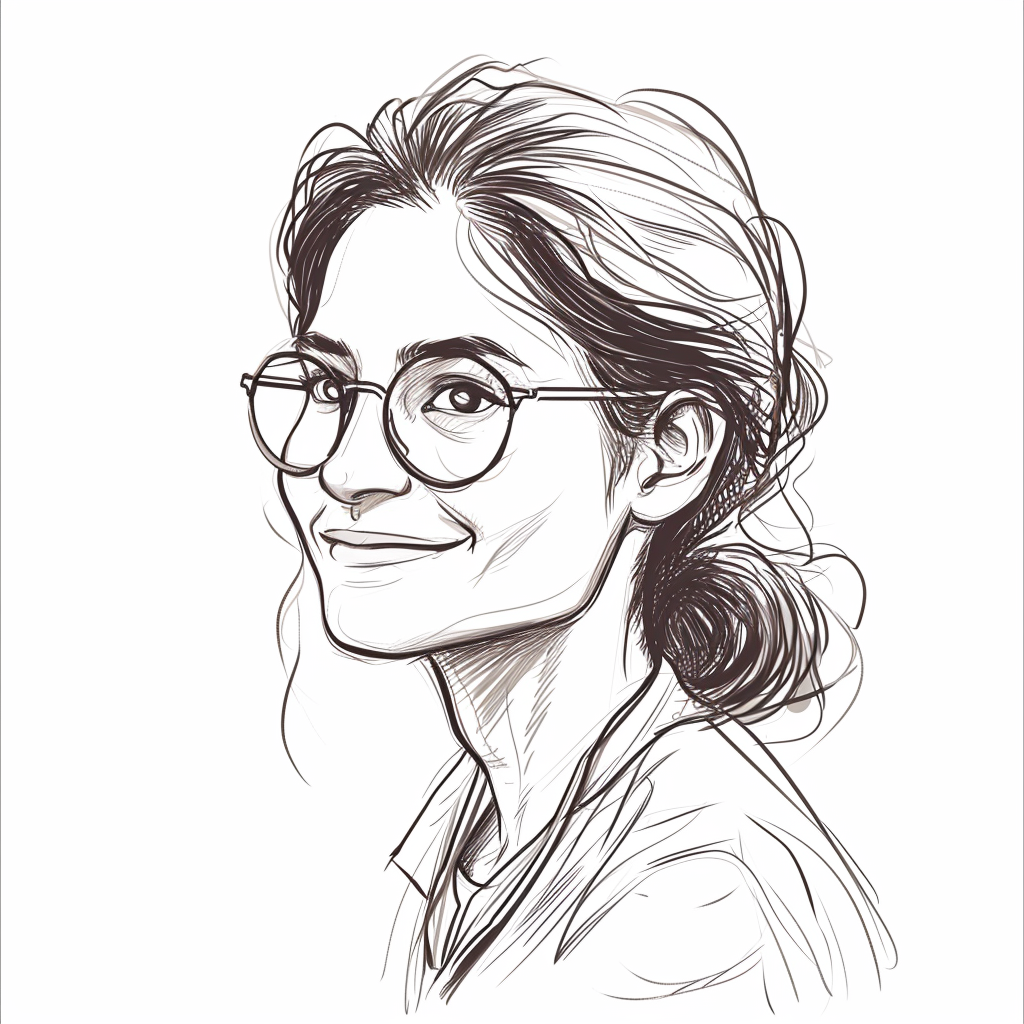 Smiling math teacher Mrs. Kapoor illustration