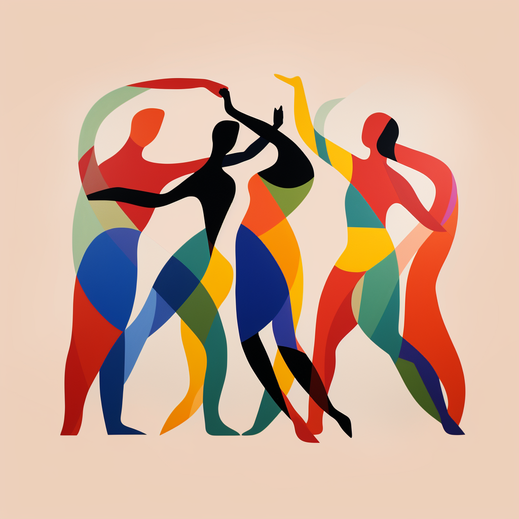 Minimalist interpretation of Matisse's Dance