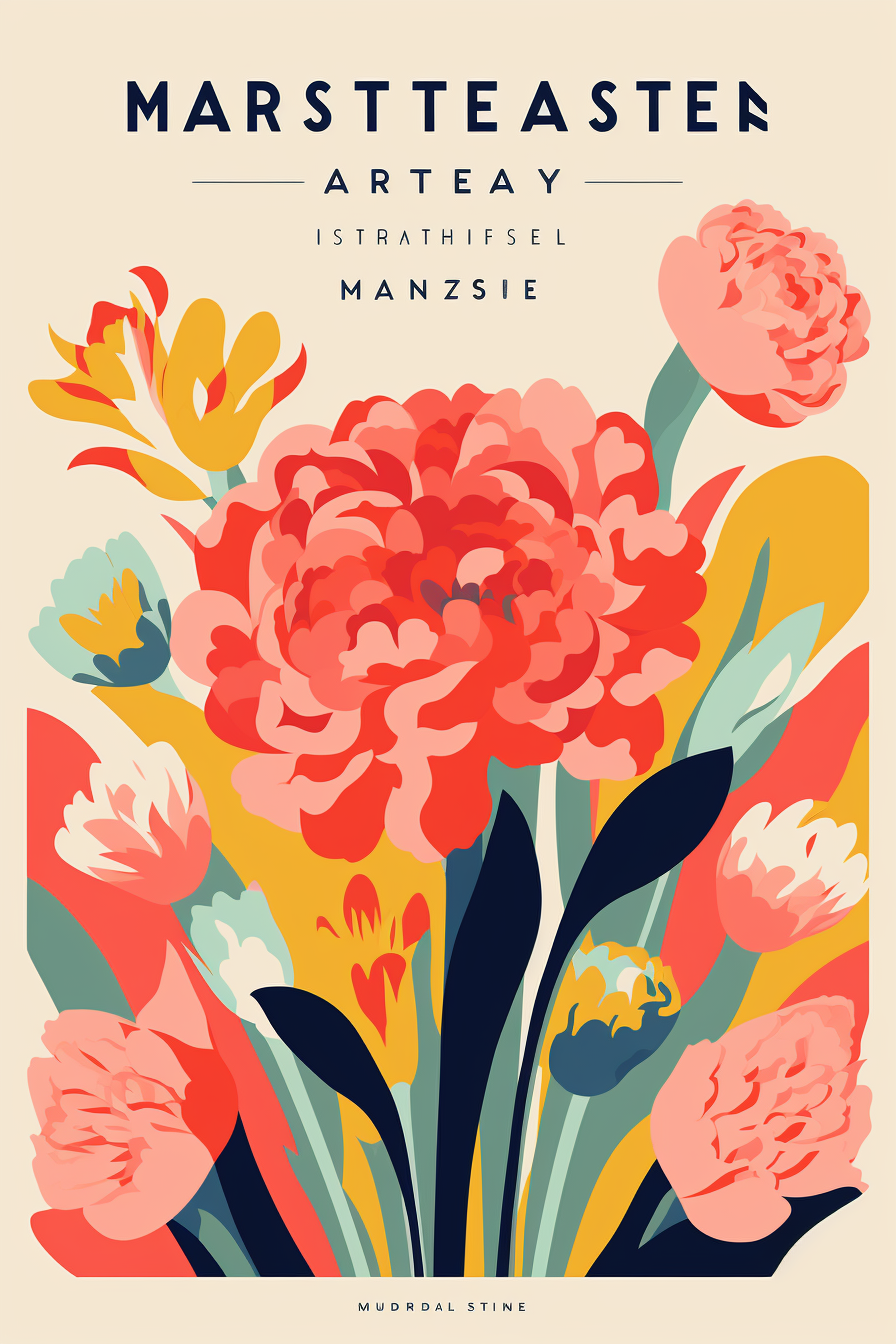 Colorful Matisse-style carnation flower market