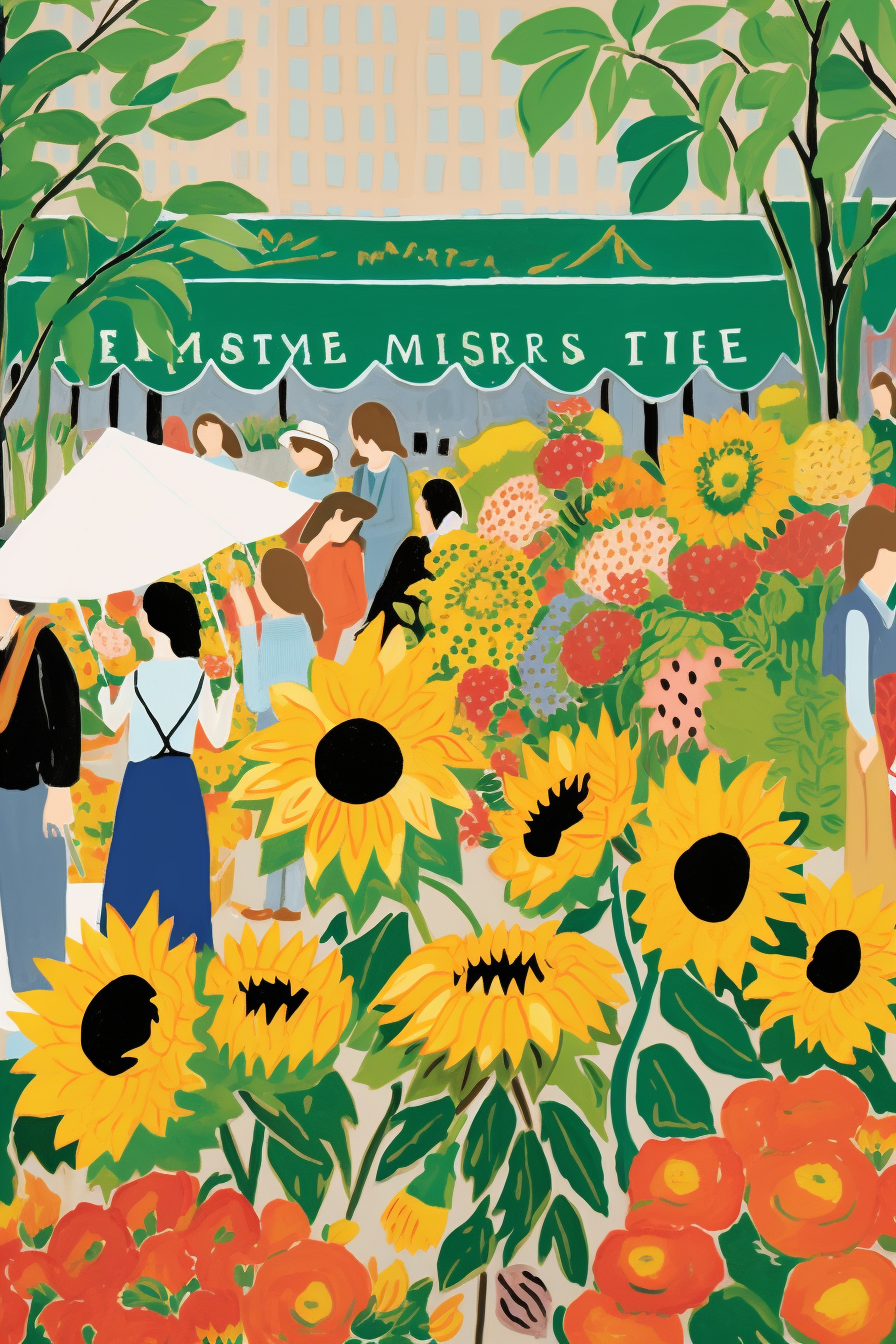 Bright and Colorful Sunflower Market Poster