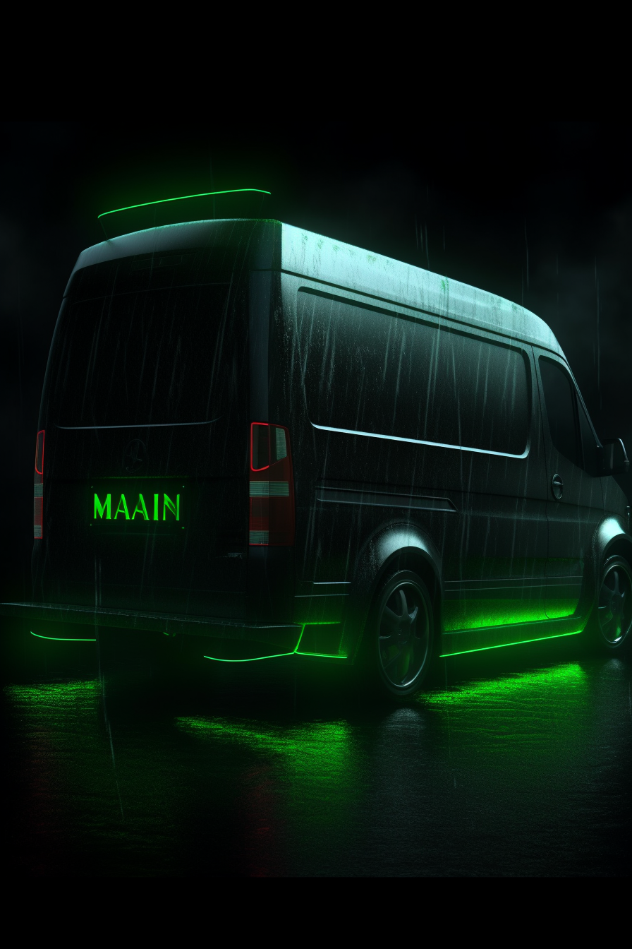 Matrix-style futuristic cargo van