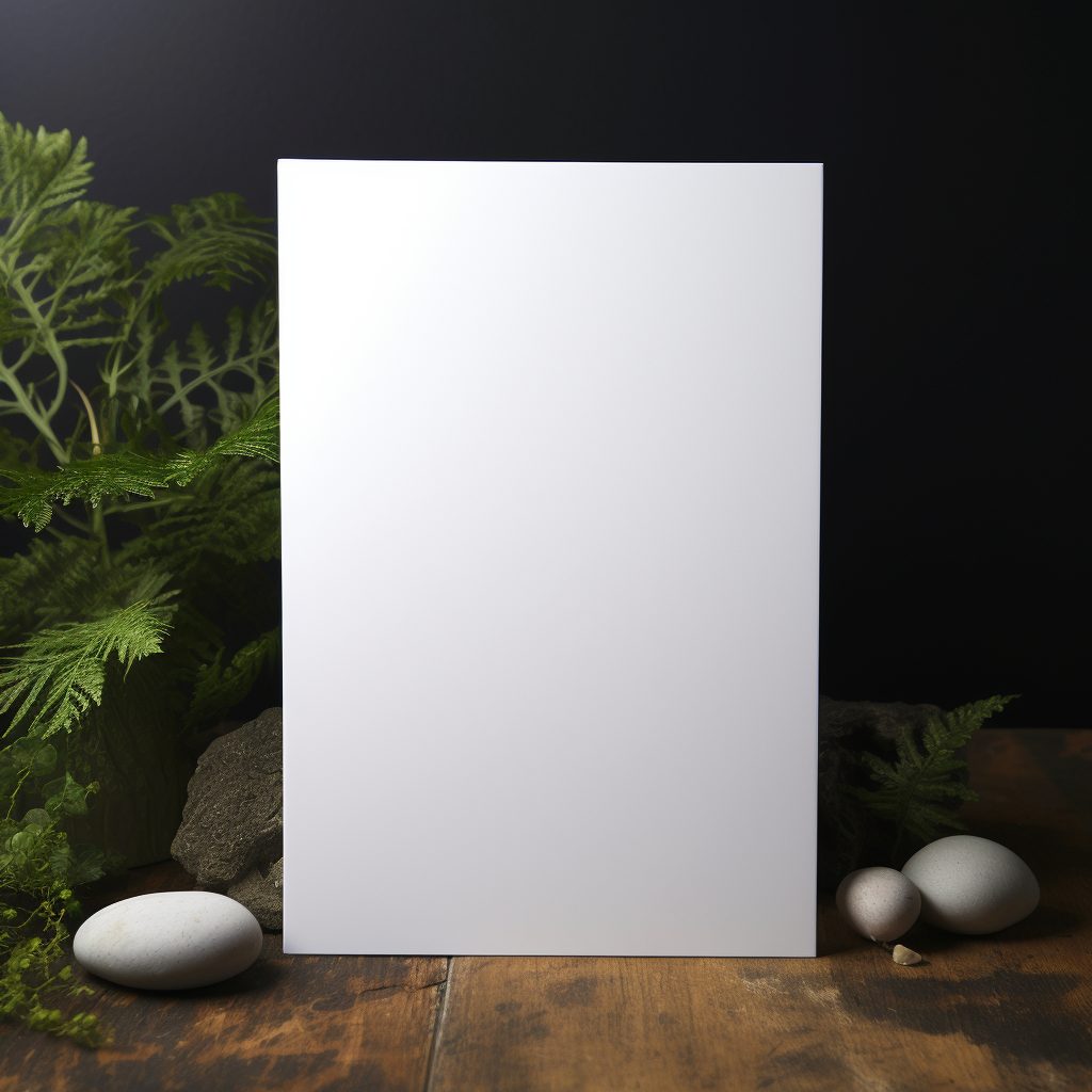 A5 White Blank Card with Light Reflection