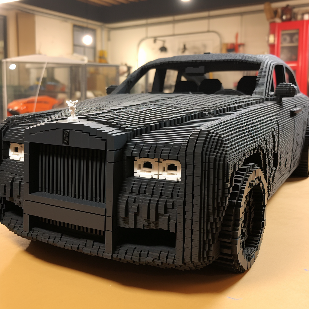 Lego model of matte black Rolls Royce