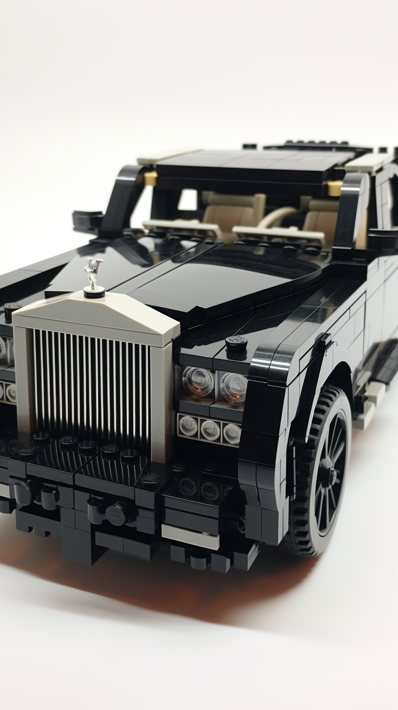 Detailed Lego model of matte black Rolls Royce