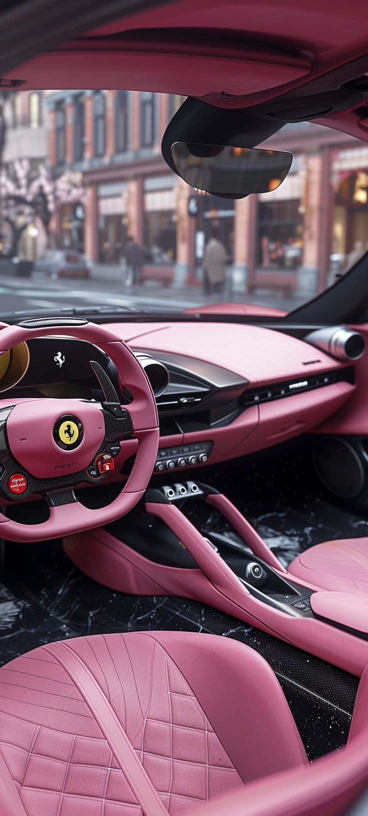 Pink Ferrari Roma GTS Interior