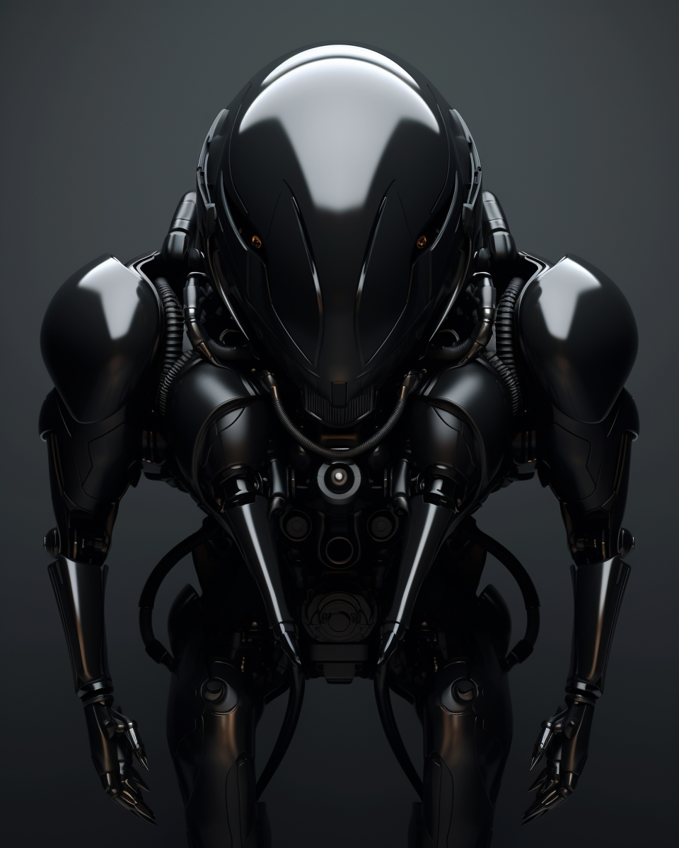 Matte Black Robot with Muscles