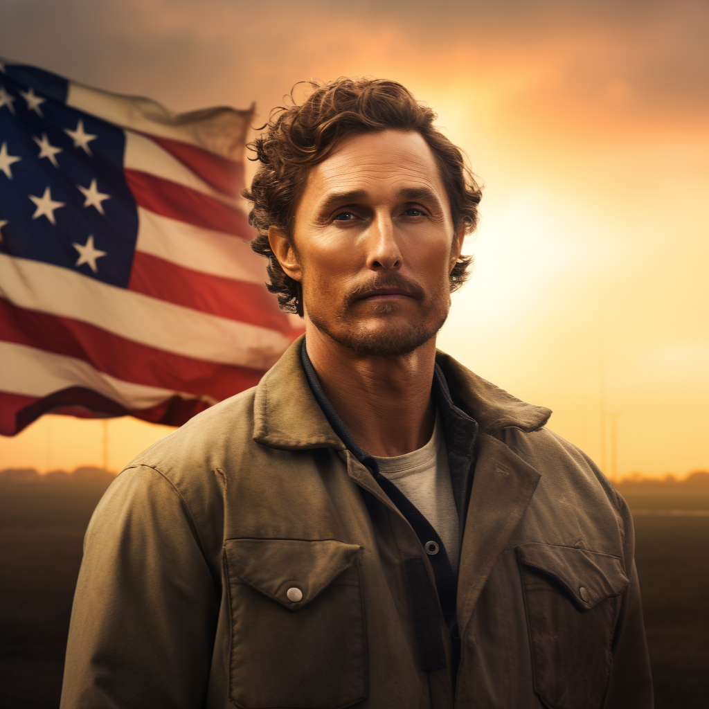 Matthew McConaughey with Texas Flags