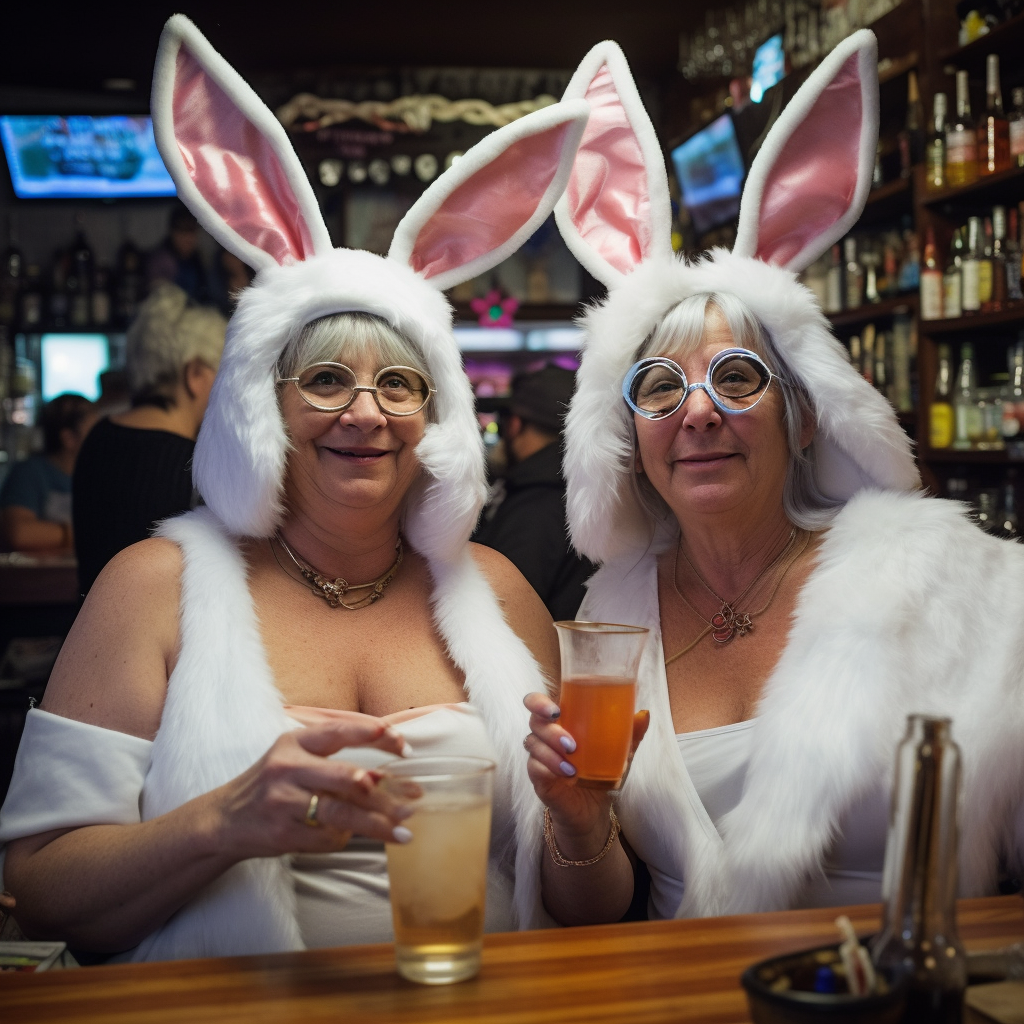 women bunnies cosplay bar