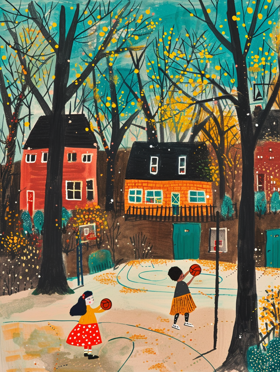 Maud Lewis basketball folk art