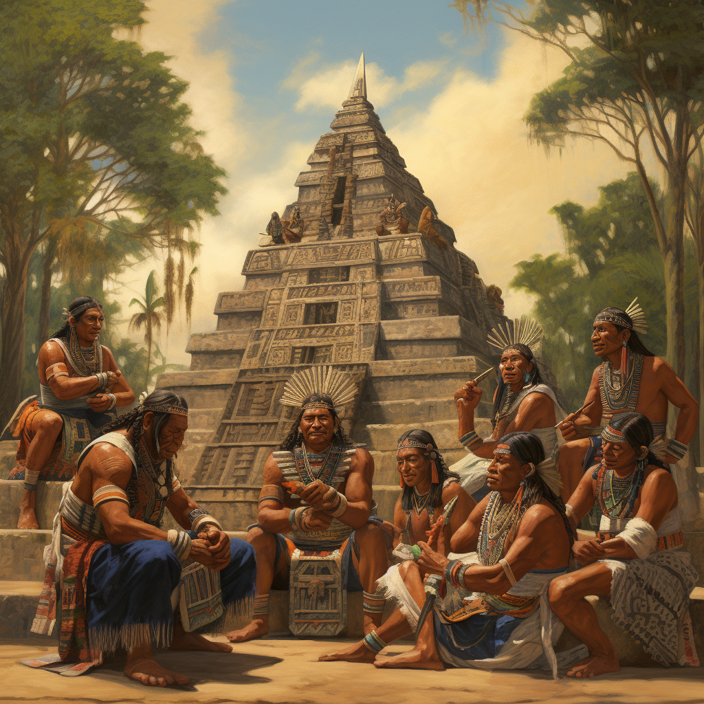 Mayan Indians gathered at temple