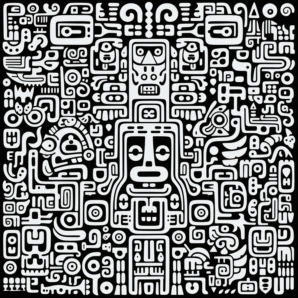 Black and white Mayan pattern