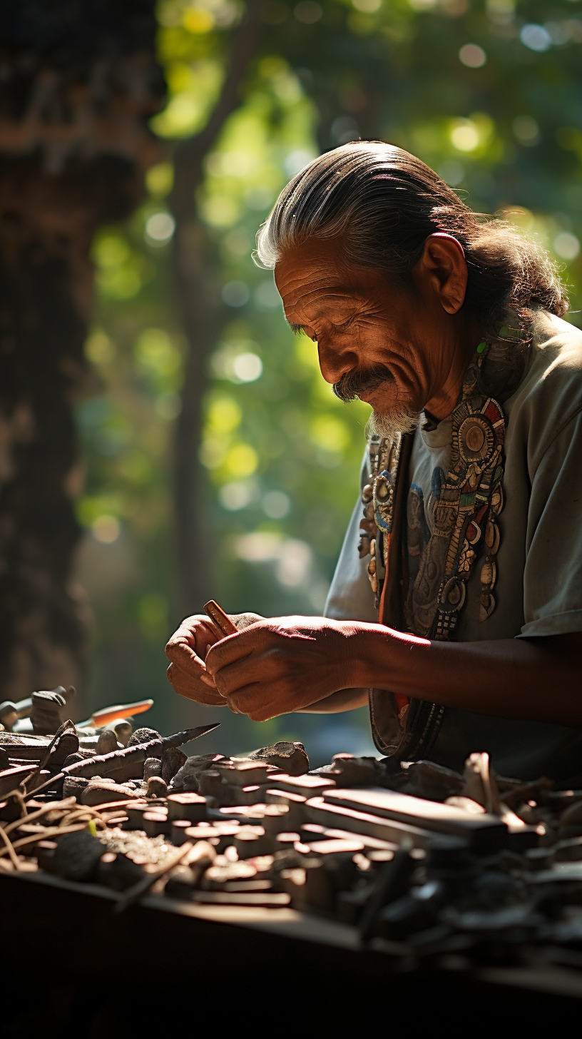 Skilled Mayan Priest Crafting Dental Beauty ✨