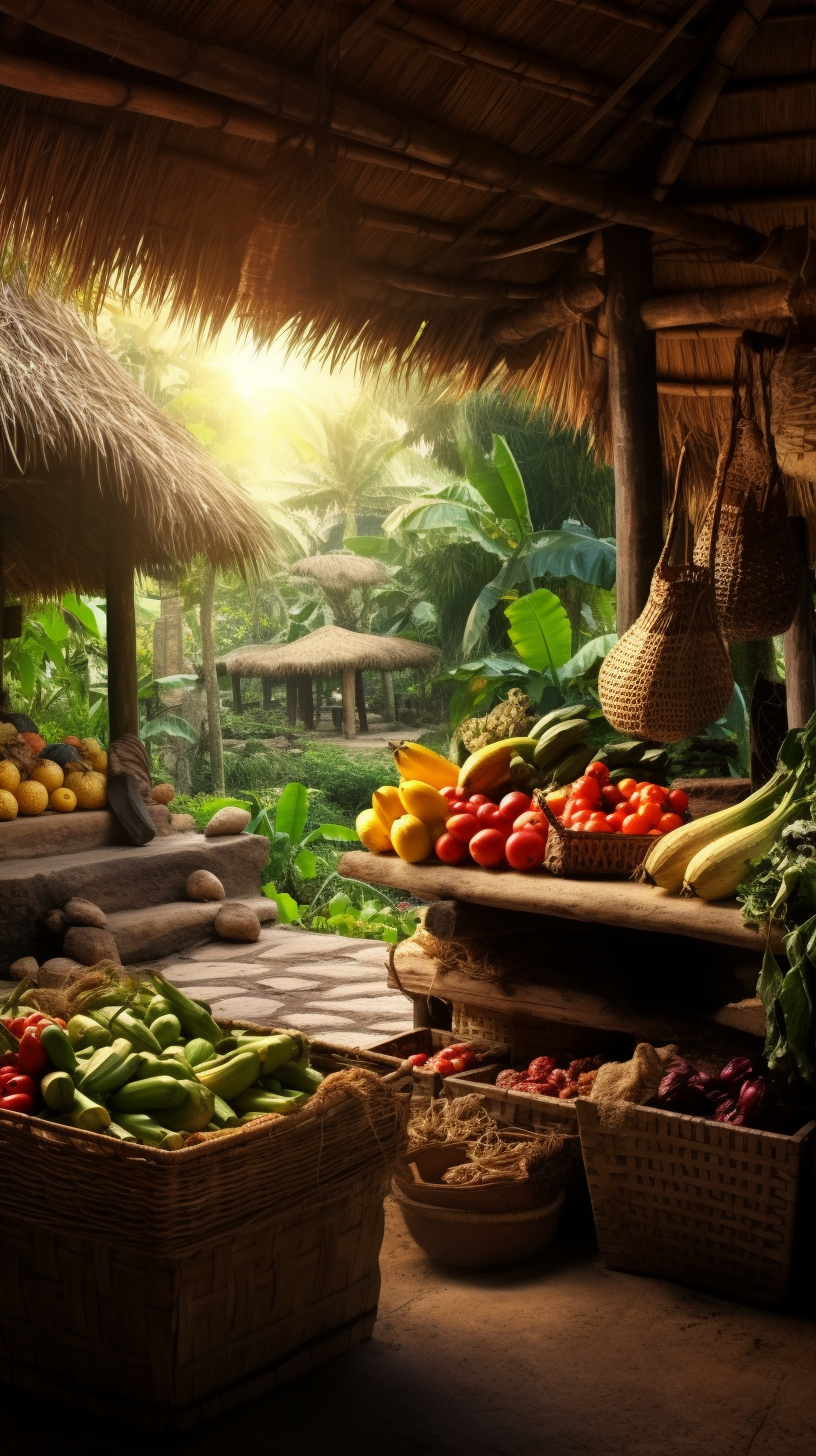 Vibrant Mayan marketplace setting