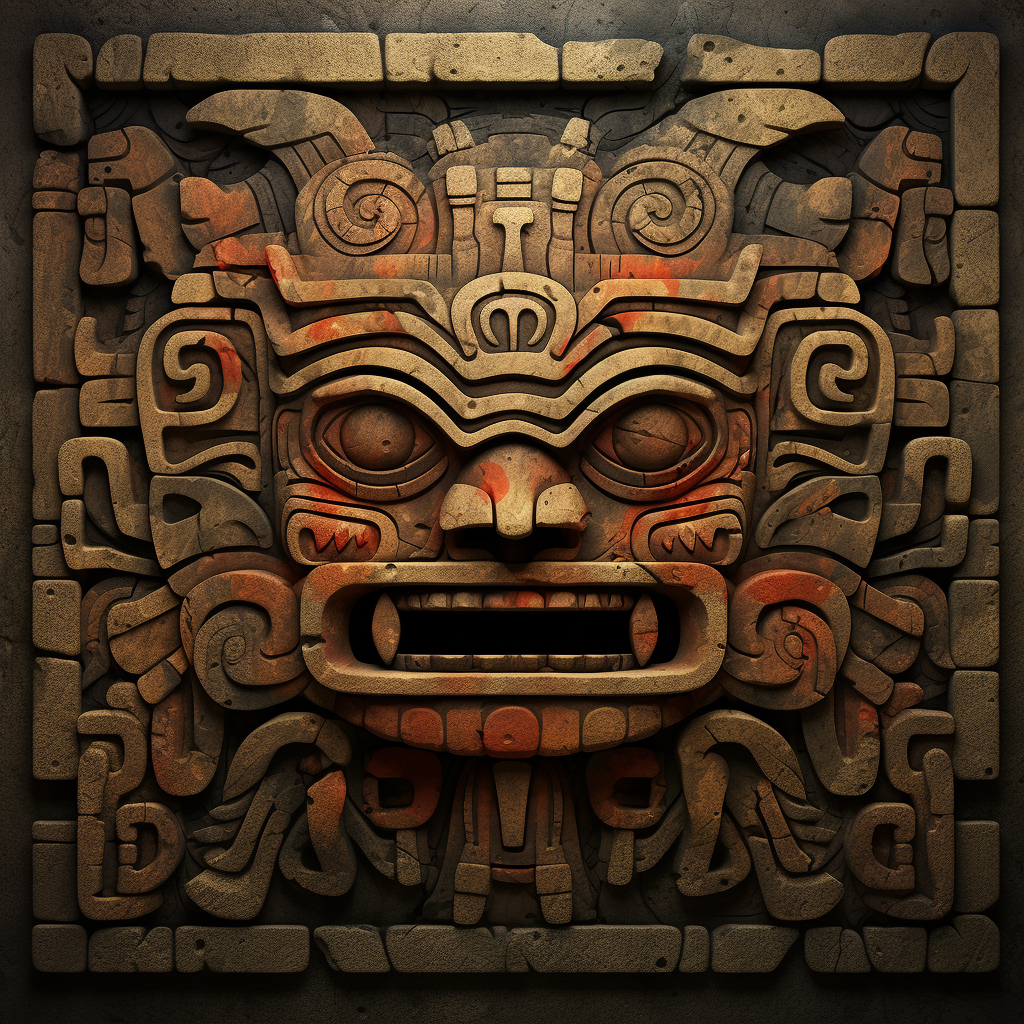 Mayan hieroglyph monster chaos depiction