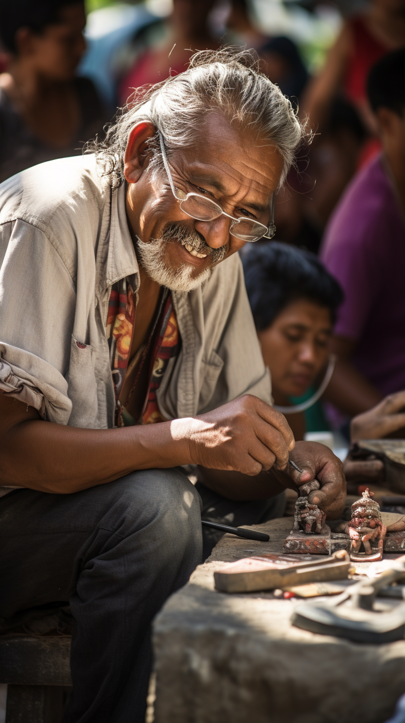 Skilled Mayan craftsman performing ancient dental practice