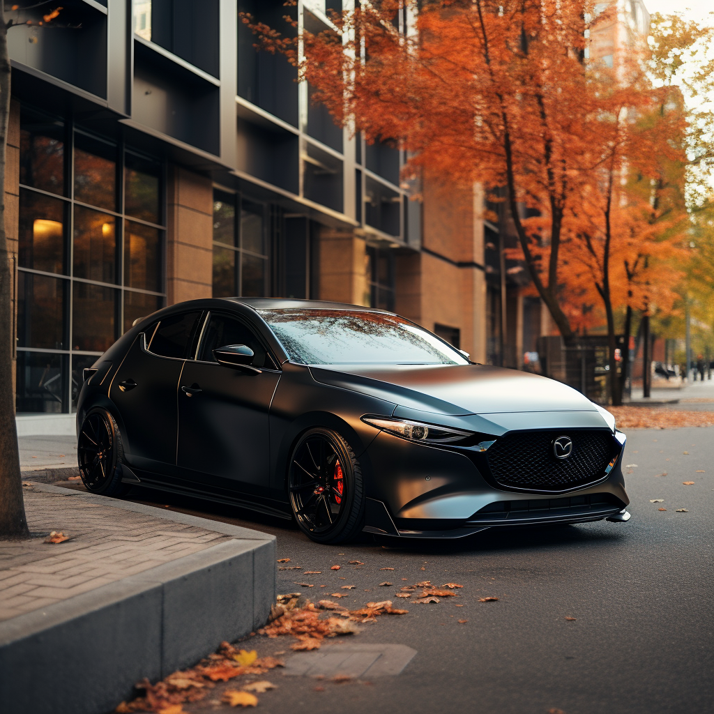 Sleek Satin Black Mazda 3 Hatchback