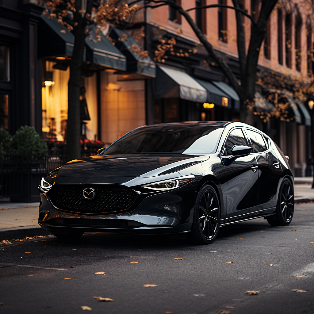 Sleek black Mazda 3 hatchback