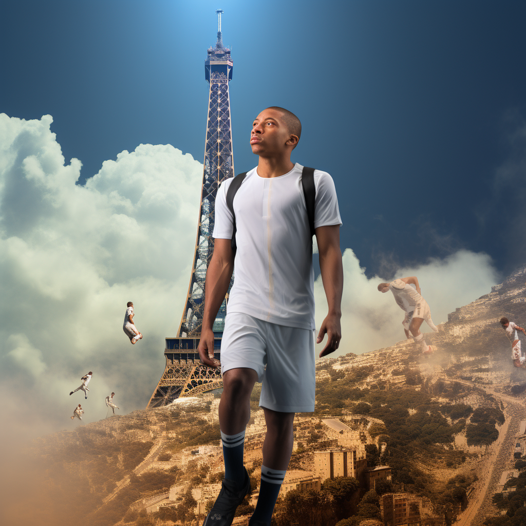 Mbappe posing with Eifelturm