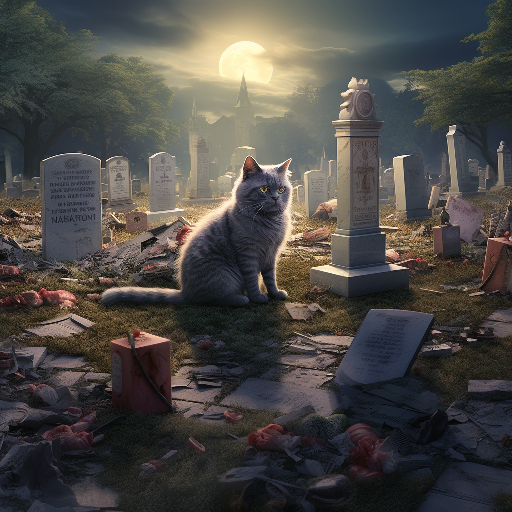 Gray Shorthair Cat at McDonald's Graveyard