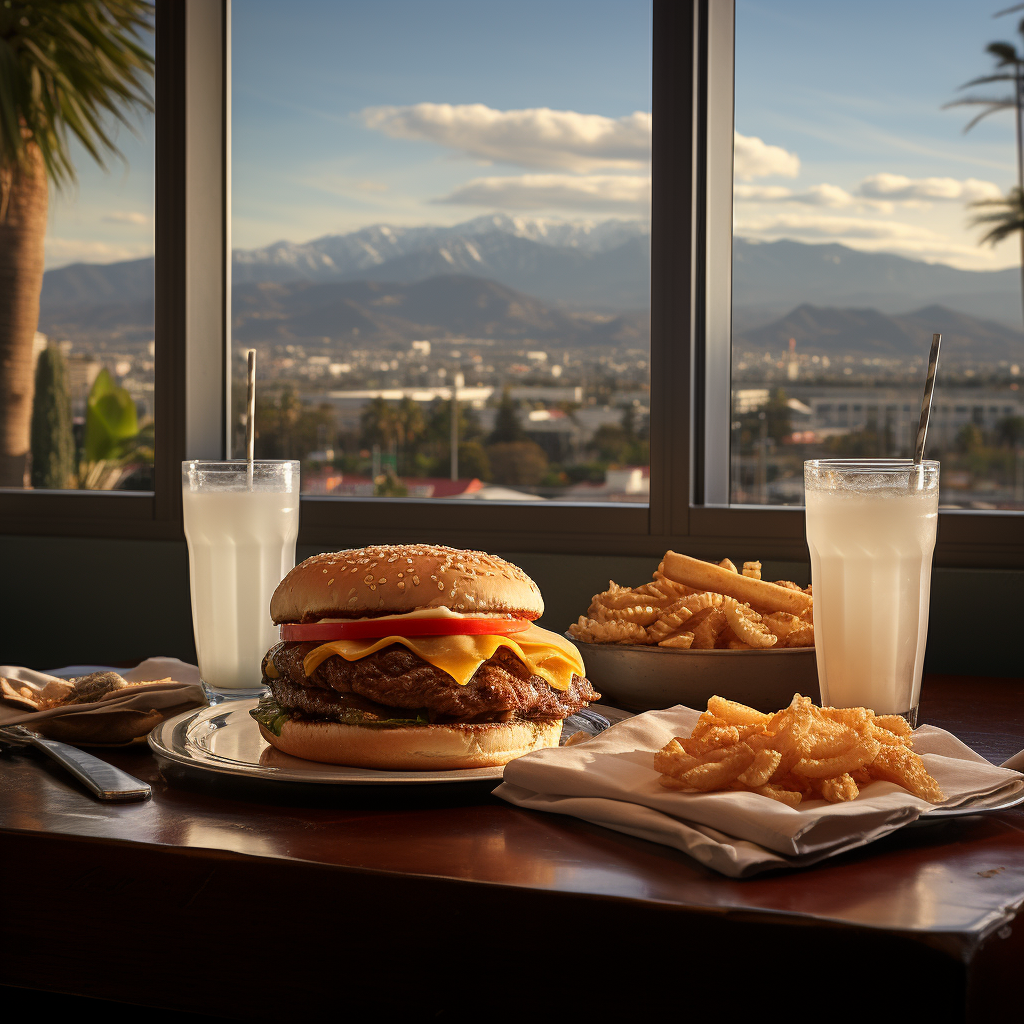 Delicious McDonald's burger with stunning mountain view