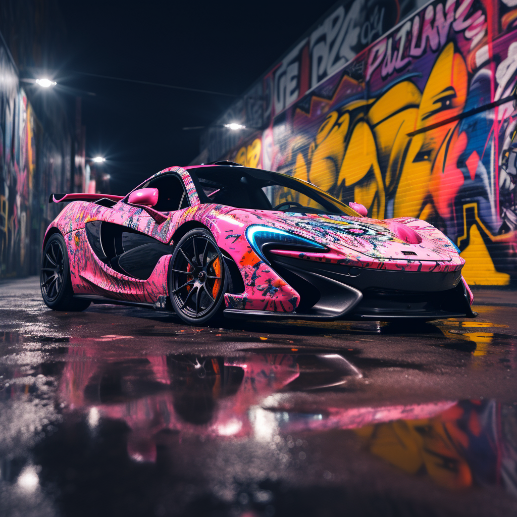 Colorful McLaren P1 street art