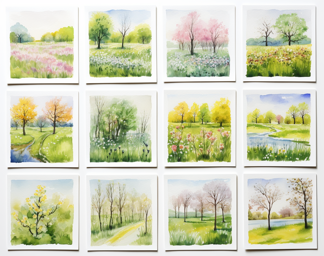 Colorful meadow painting prints