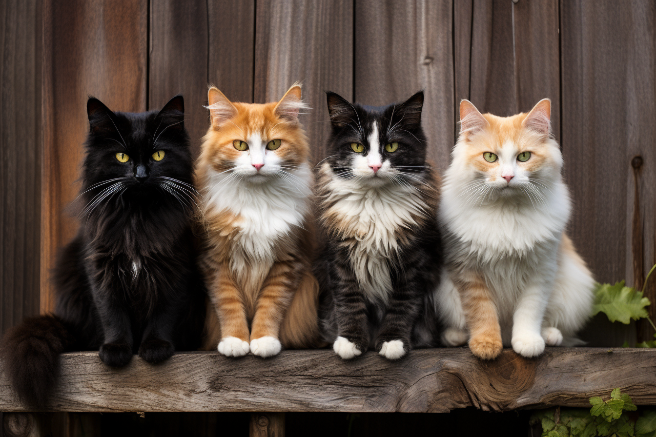 Cute cats on a wooden fence