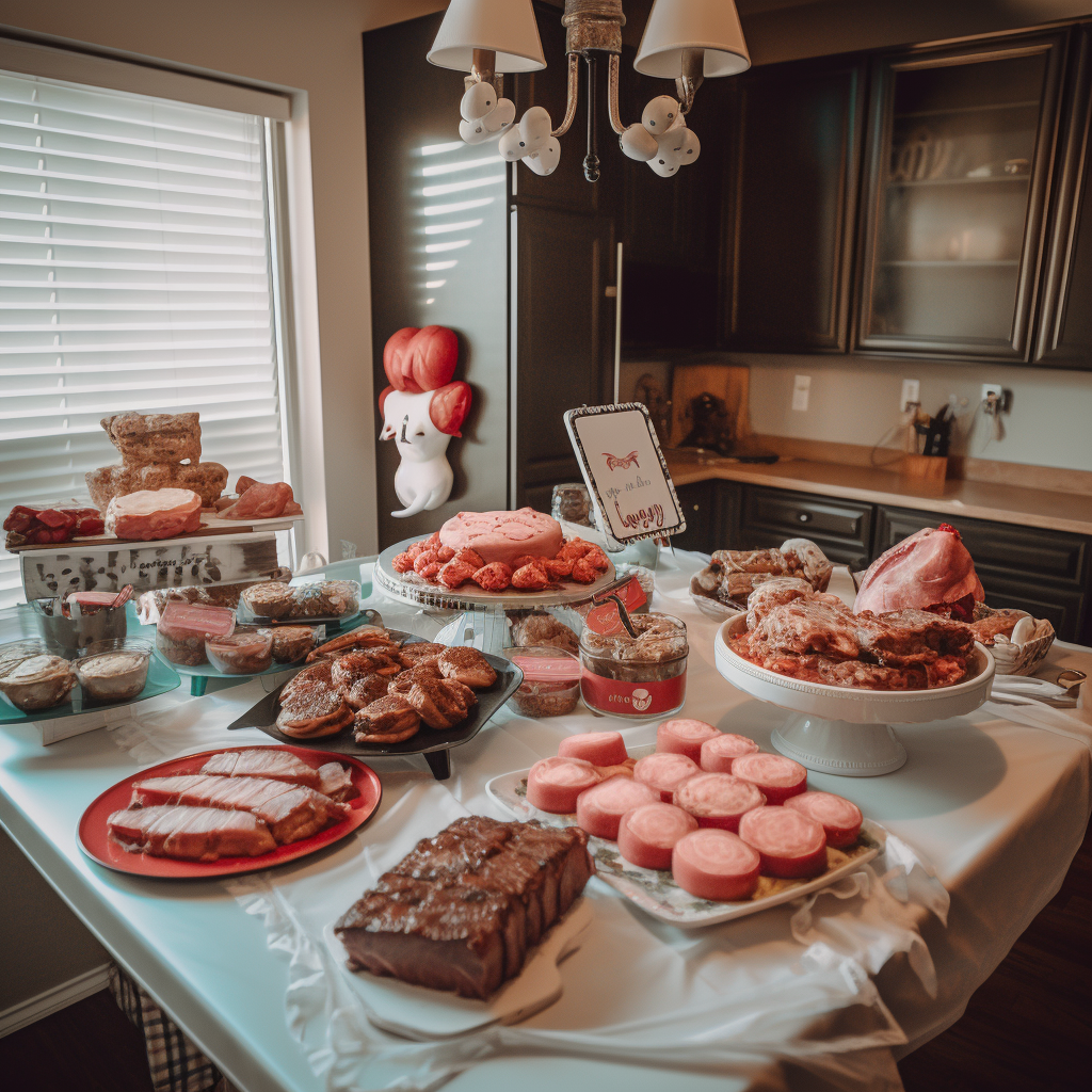 Delicious meat-themed gender reveal party