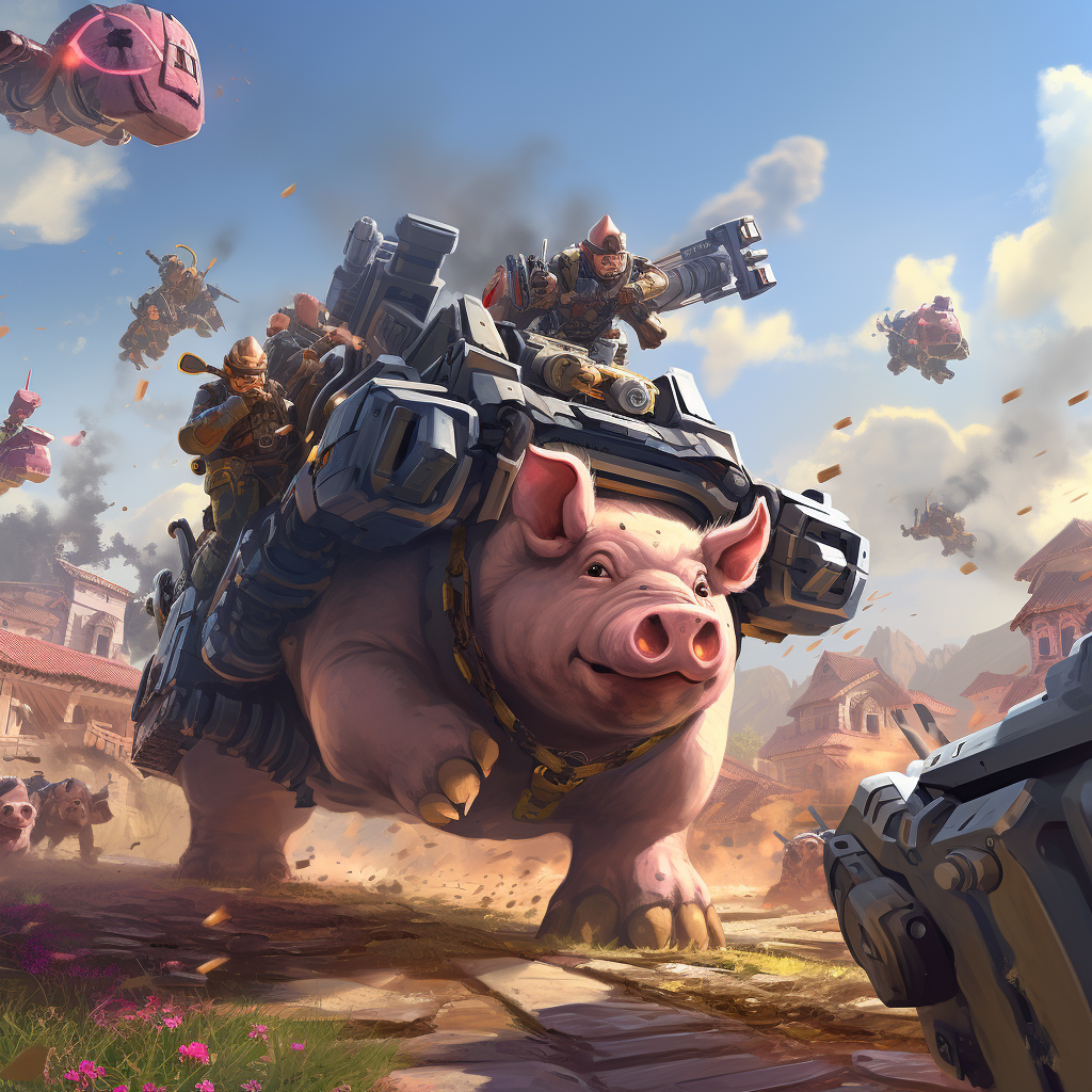 Mobile game featuring army pigs in mech battles