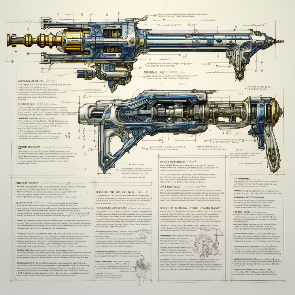 Detailed Mech Sword Blueprint Schematic