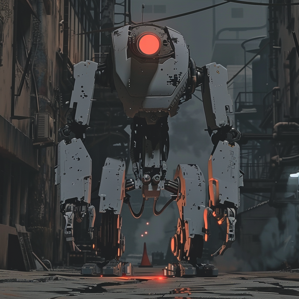 Evil droid walking gif animation