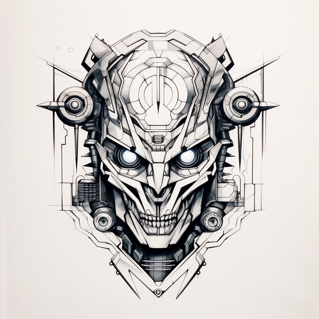 Traditional American Mecha Robot Tattoo Design