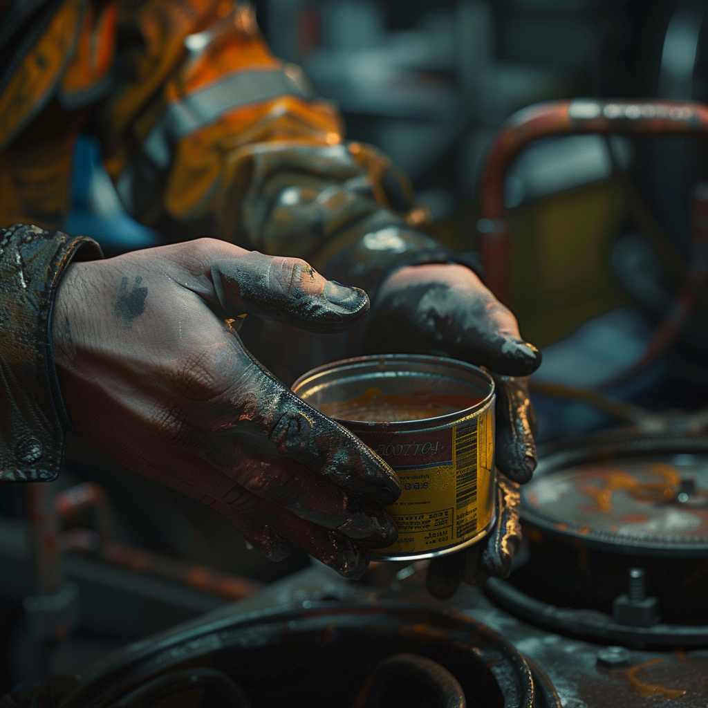 mechanic with soup can