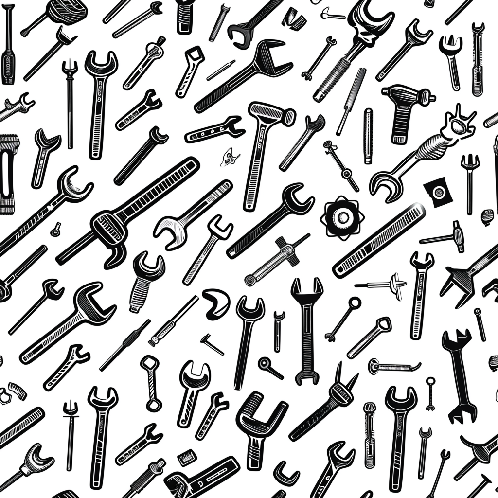 Black and white mechanic tools pattern