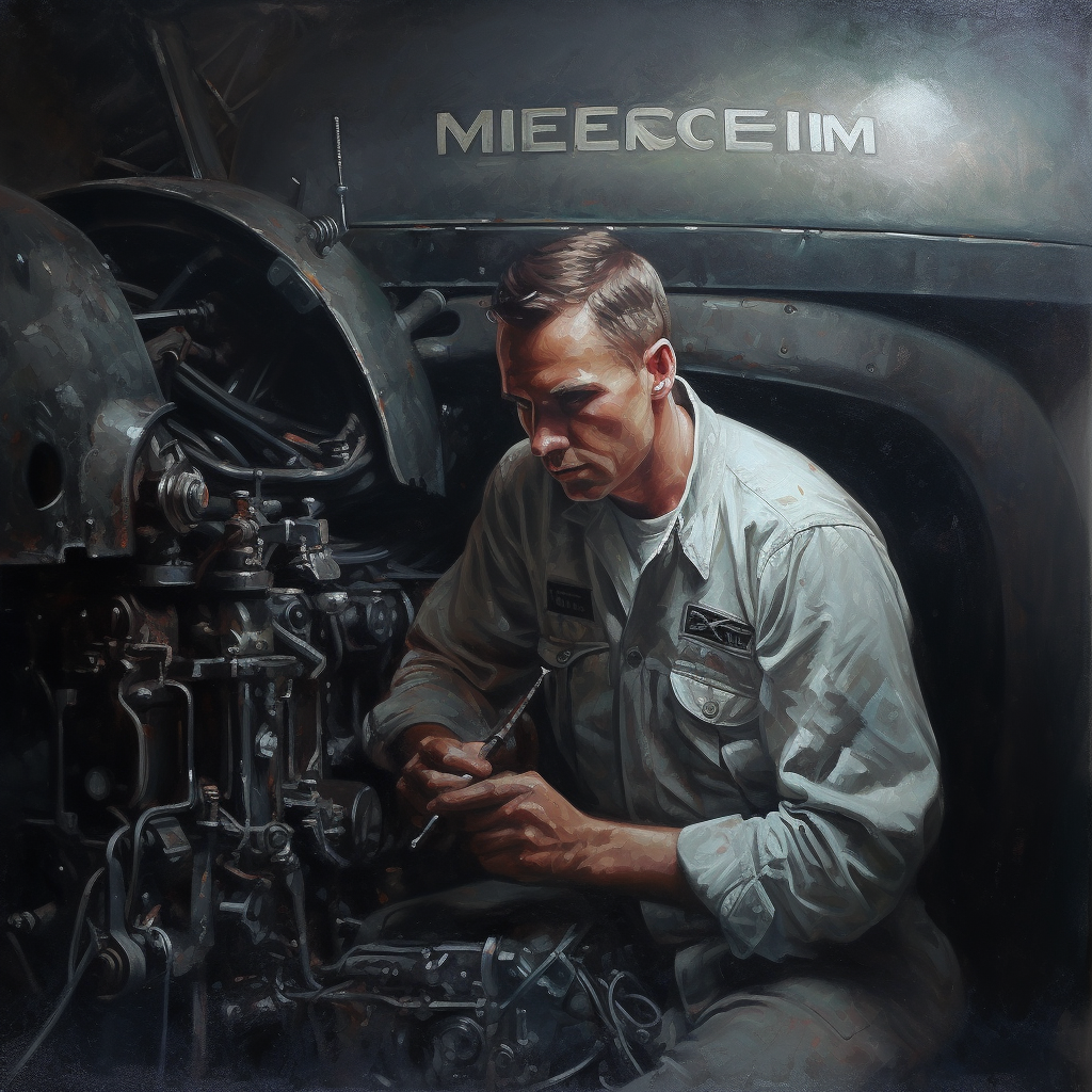 Mechanic working on a Mercedes-AMG engine