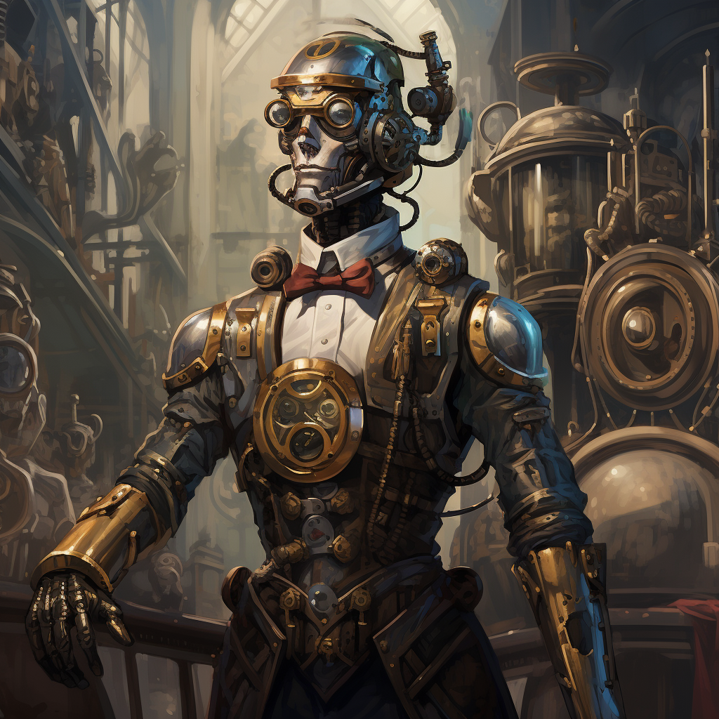 Mechanical butler statue in pathfinder illustration