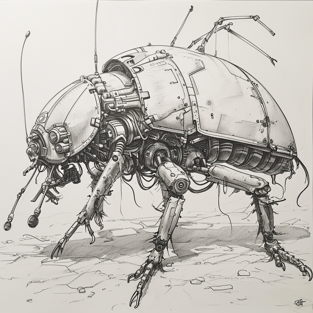 Mechanical Cockroach Detailed Sketch